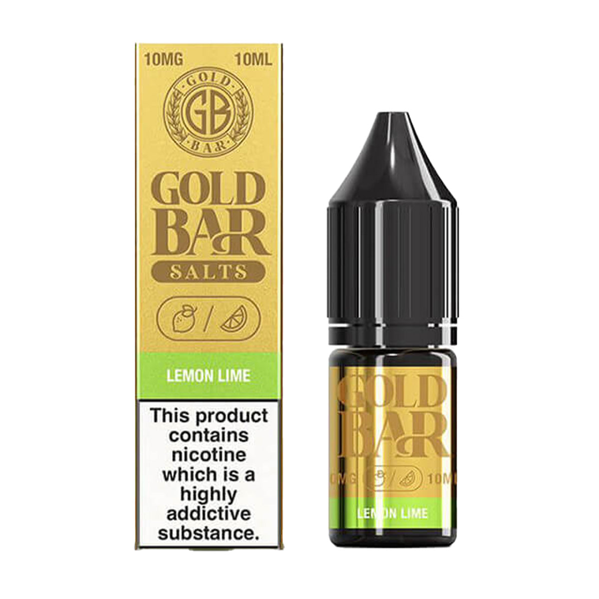 Gold Bar Nic Salt E Liquid ,10Mg , Lemon And Lime Flavour, Vape Wave UK