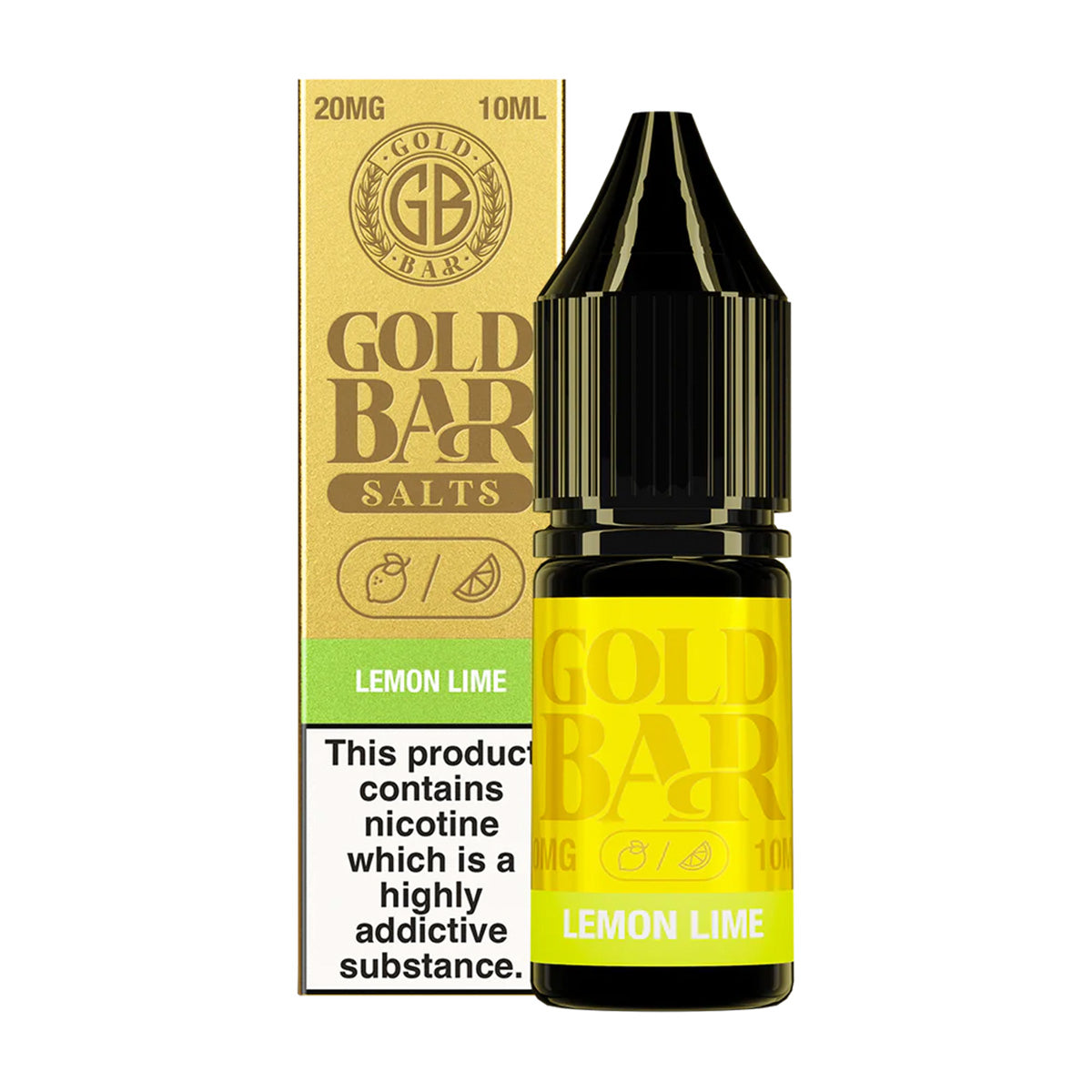 Gold Bar Nic Salt E Liquid ,20Mg , Lemon And Lime Flavour, Vape Wave UK