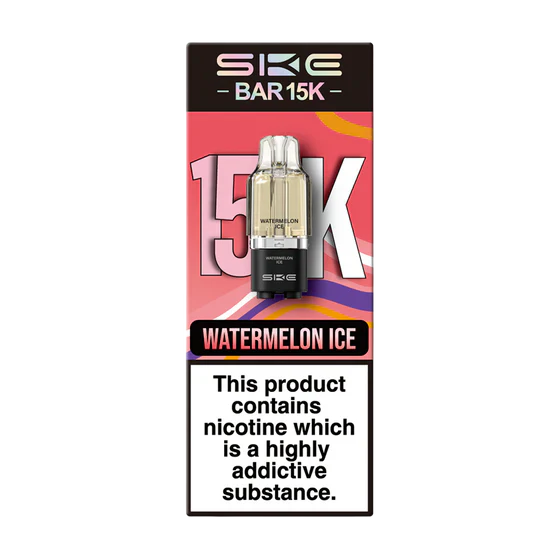 SKE Bar 15,000 Prefilled Replacement Pods, Wtaermelon Ice Flavour, Vape Wave UK