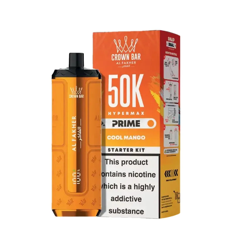 Al Fakher 50,000 Hypermax Prime Prefilled Pod Vape Kit, Cool Mango Flavour, Vape Wave UK

