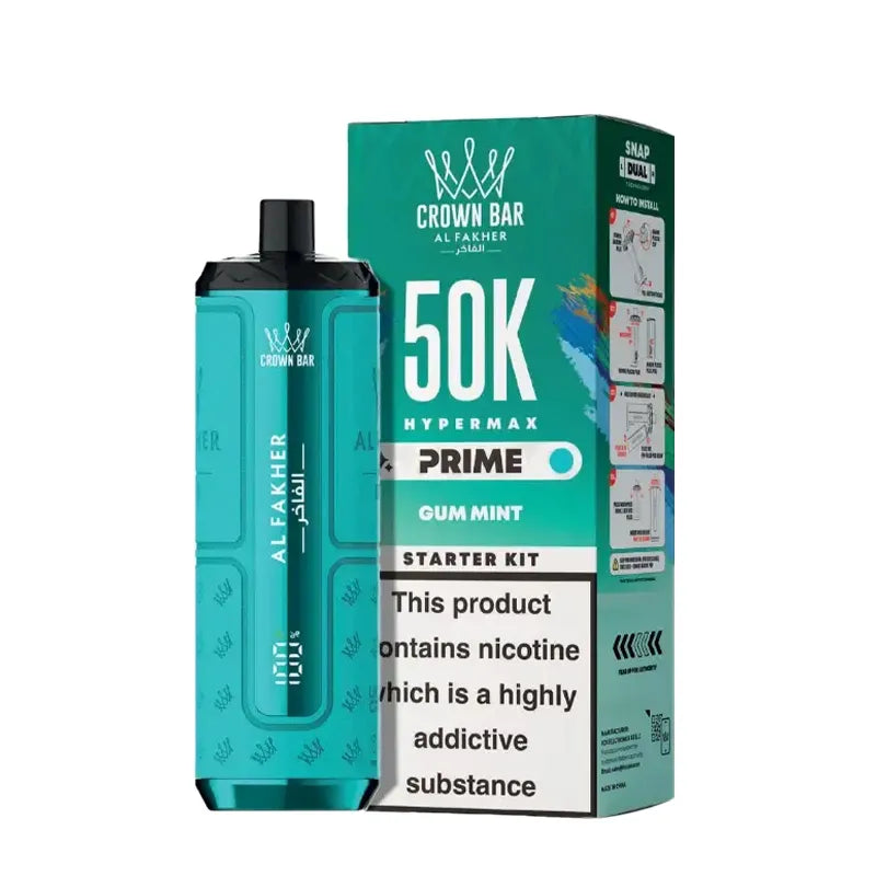 Al Fakher 50,000 Hypermax Prime Prefilled Pod Vape Kit, Gum Mint Flavour, Vape Wave UK