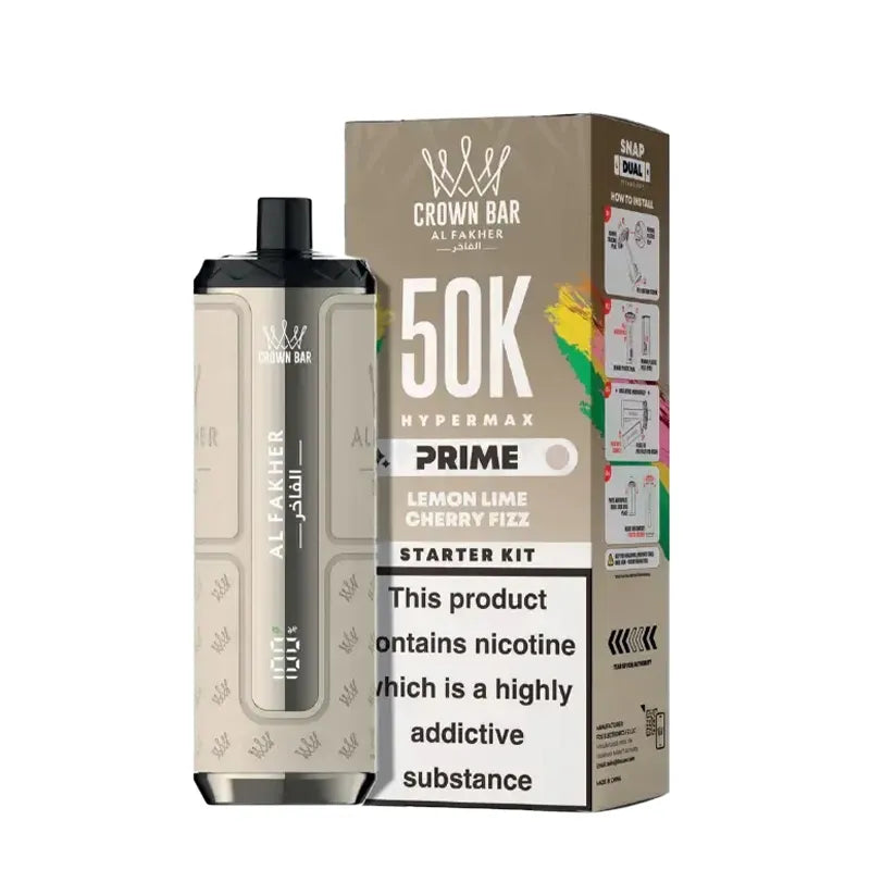 Al Fakher 50,000 Hypermax Prime Prefilled Pod Vape Kit, Lemon Lime Cherry Flavour, Vape Wave UK
