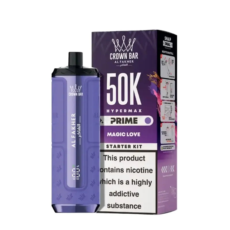 Al Fakher 50,000 Hypermax Prime Prefilled Pod Vape Kit, Magic Ice Flavour, Vape Wave UK
