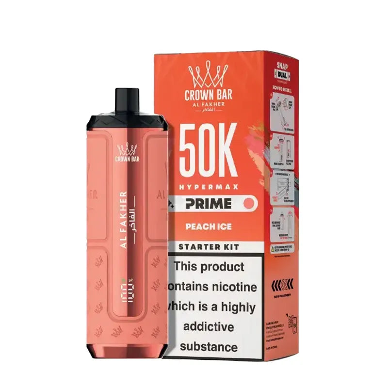Al Fakher 50,000 Hypermax Prime Prefilled Pod Vape Kit, Peach Ice  Flavour, Vape Wave UK