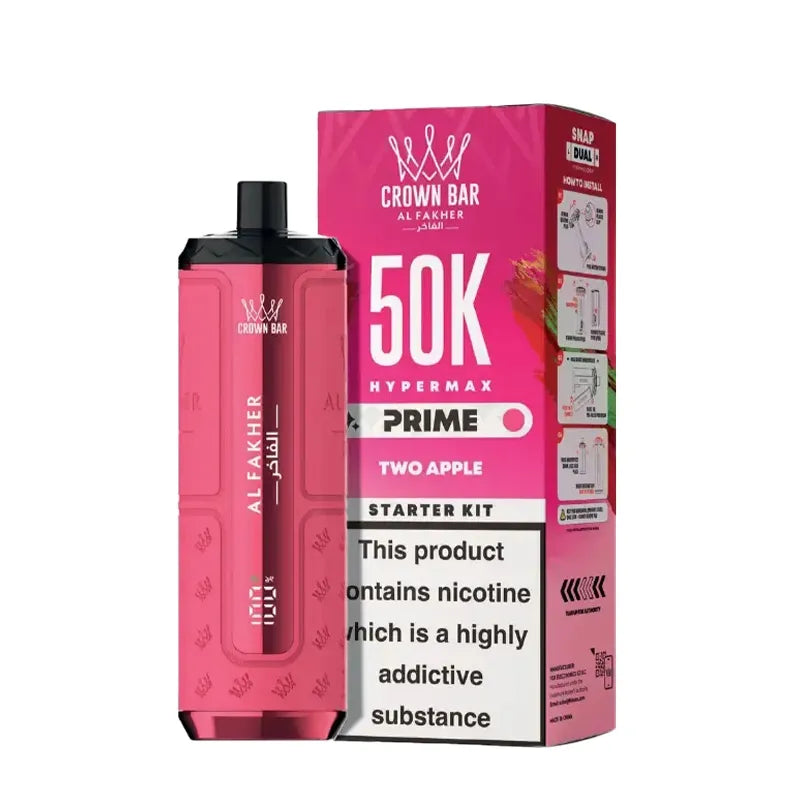 Al Fakher 50,000 Hypermax Prime Prefilled Pod Vape Kit, Two Apple Flavour, Vape Wave UK