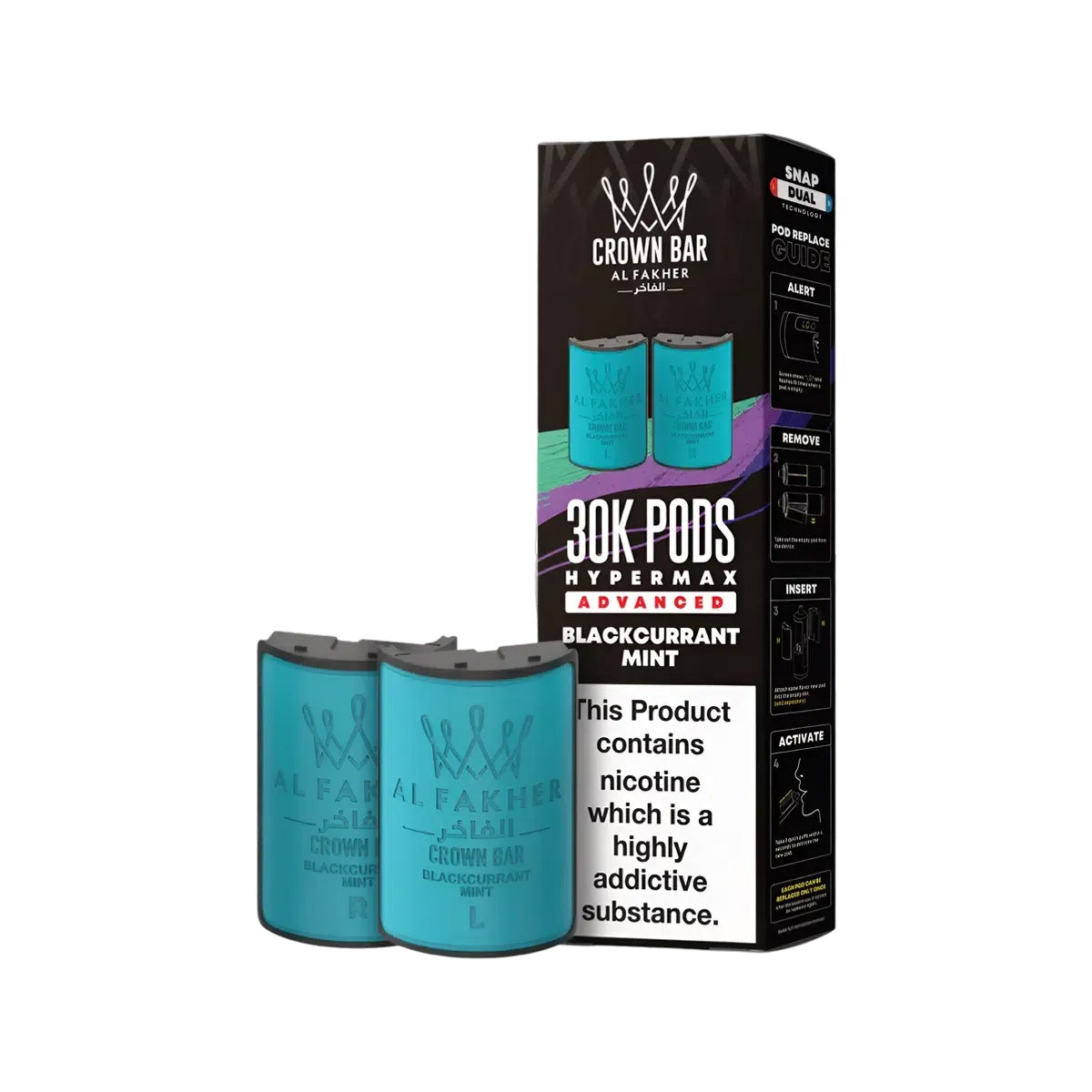 Al Fakher Hypermax 30k Prefilled Pod  Kit, Black Currant Mint  Flavour, Vape Wave UK