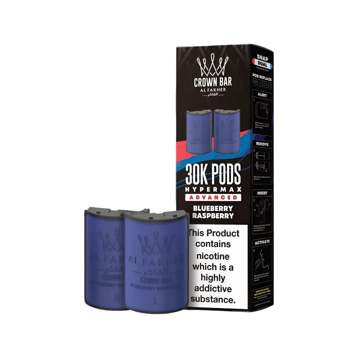 Al Fakher Hypermax 30k Prefilled Pod  Kit, Blueberry Raspberry Flavour, Vape Wave UK