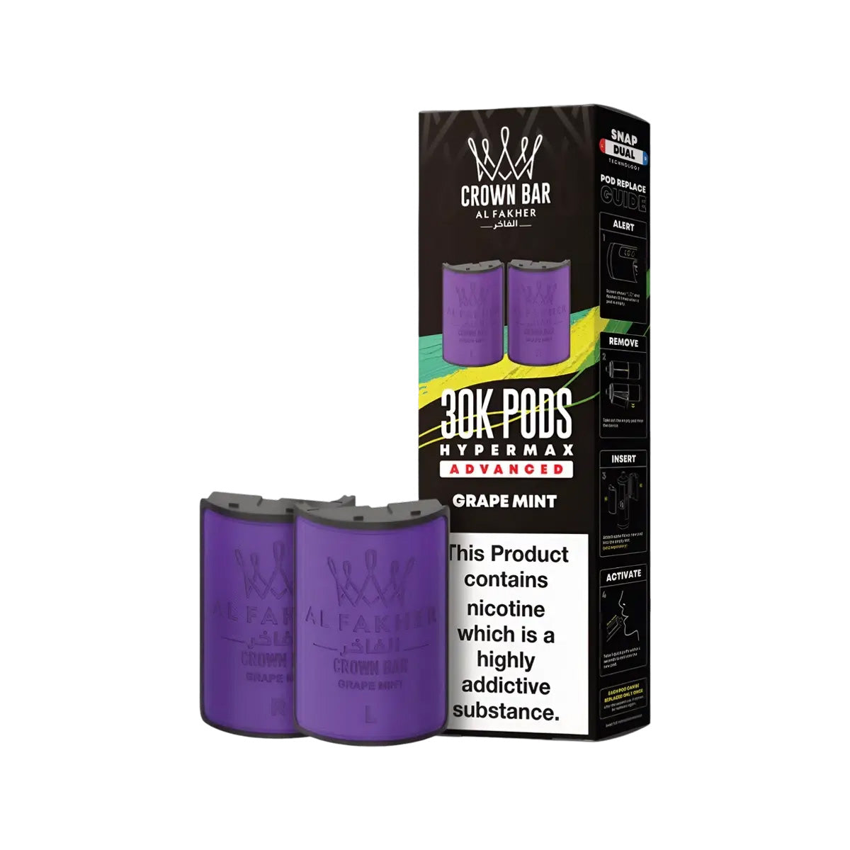 Al Fakher Hypermax 30k Prefilled Pod  Kit, Grape Mint Flavour, Vape Wave UK