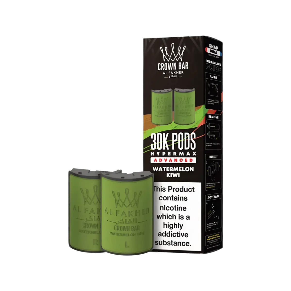 Al Fakher Hypermax 30k Prefilled Pod  Kit, Watermelon Kiwi Flavour, Vape Wave UK