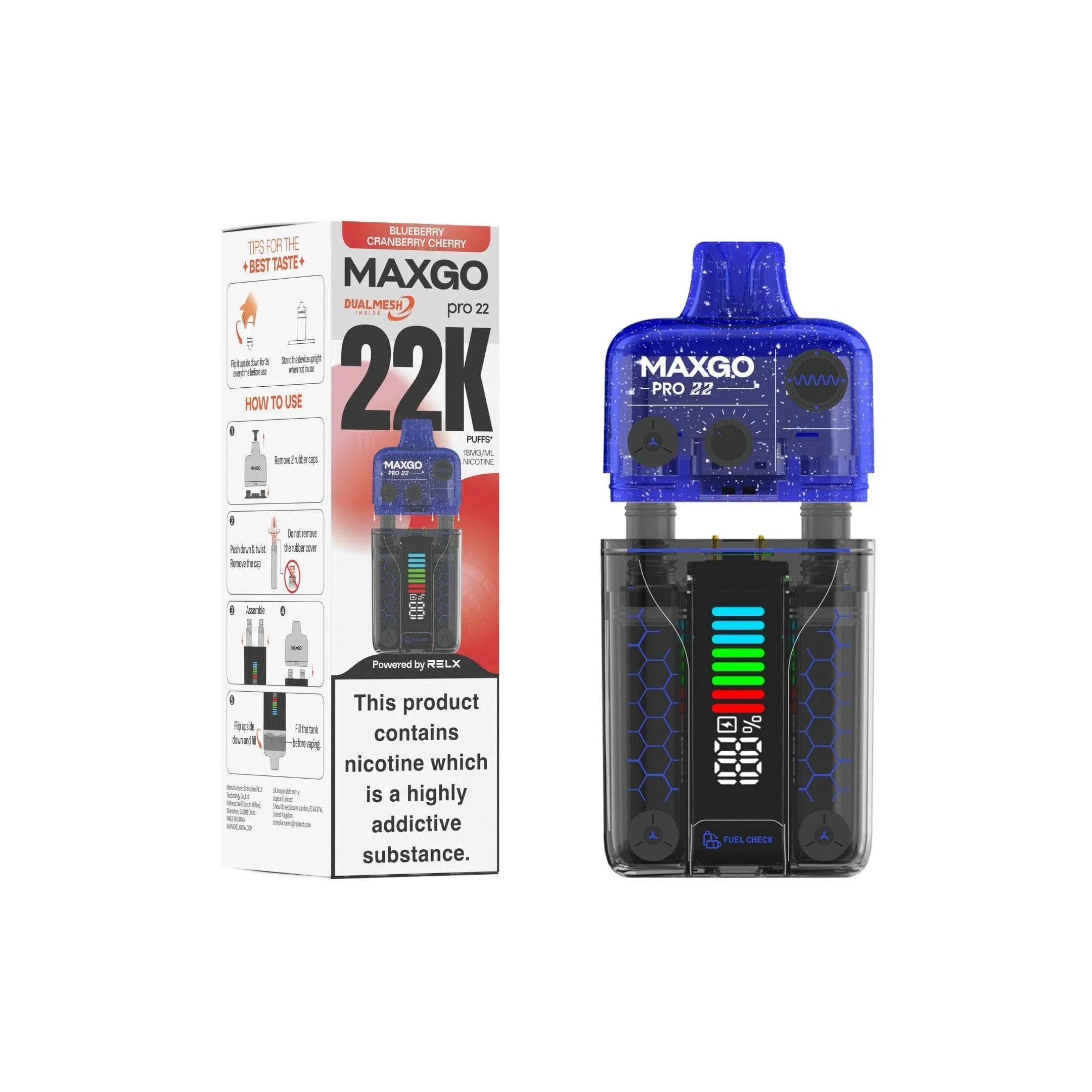 Relx MaxGo Pro 22000 Prefilled Pod Vape Kit