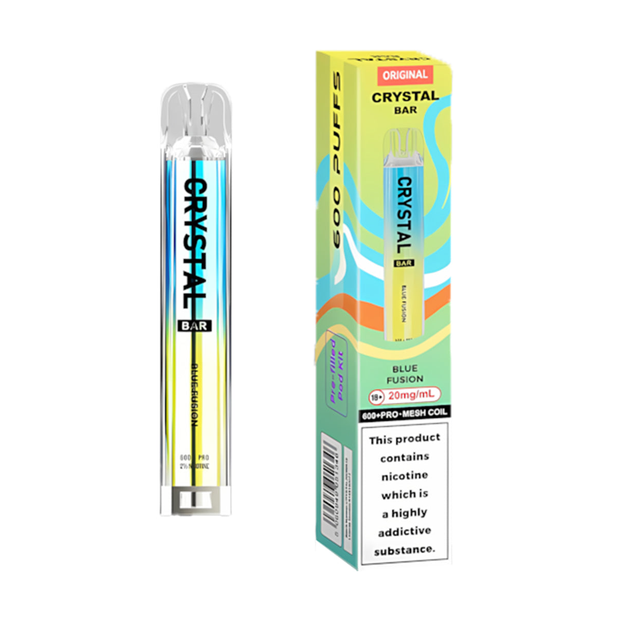 Crystal Bar Original 600 Prefilled Pod Kit, Blue Fusion  Flavour , Vape Wave UK