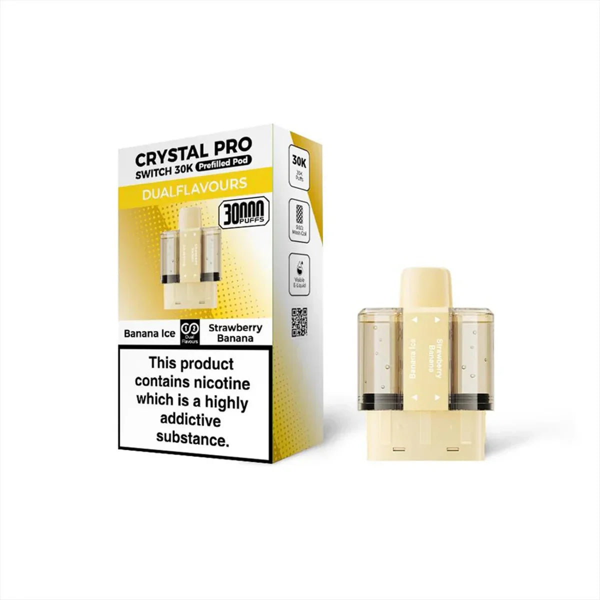 Crystal Pro Switch 30K Prefilled Pods, Bannana Ice , Strawberry Banana  Flavour, Vape Wave UK


