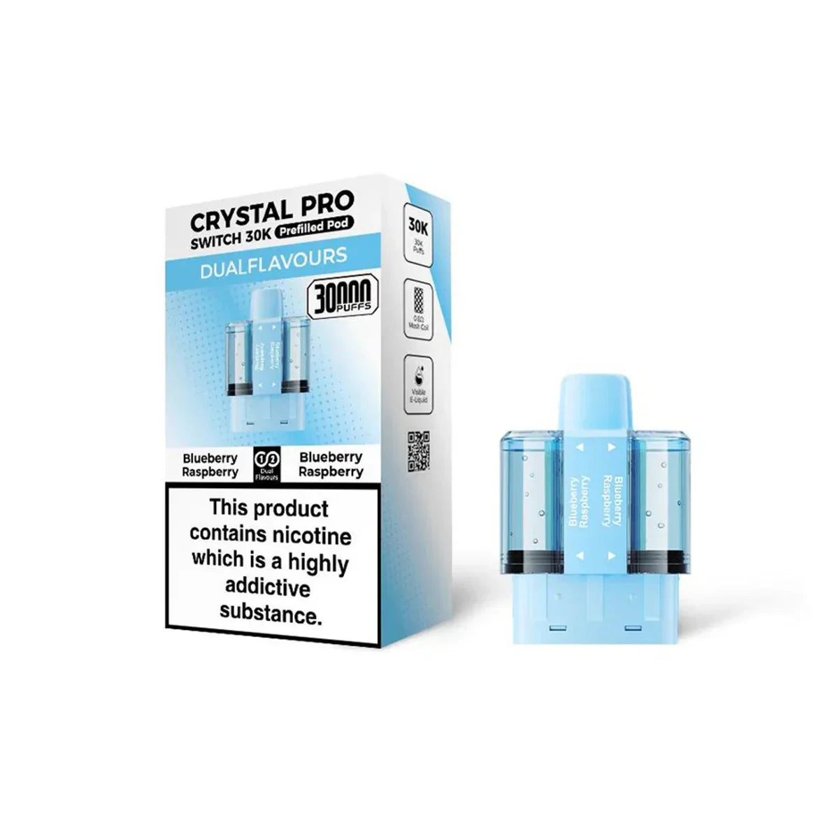 Crystal Pro Switch 30K Prefilled Pods, Blueberry Raspberry, Blueberry Raspberry Flavour, Vape Wave UK

