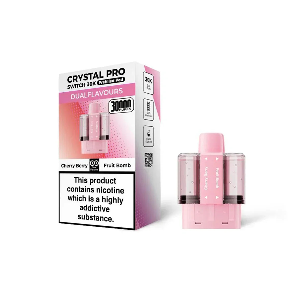 Crystal Pro Switch 30K Prefilled Pods, Cherry Berry , Fruit Bomb Flavour, Vape Wave UK



