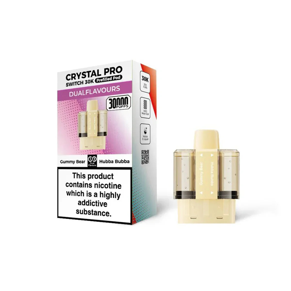 Crystal Pro Switch 30K Prefilled Pods, Gummy Bear , Hubba Bubba  Flavour, Vape Wave UK



