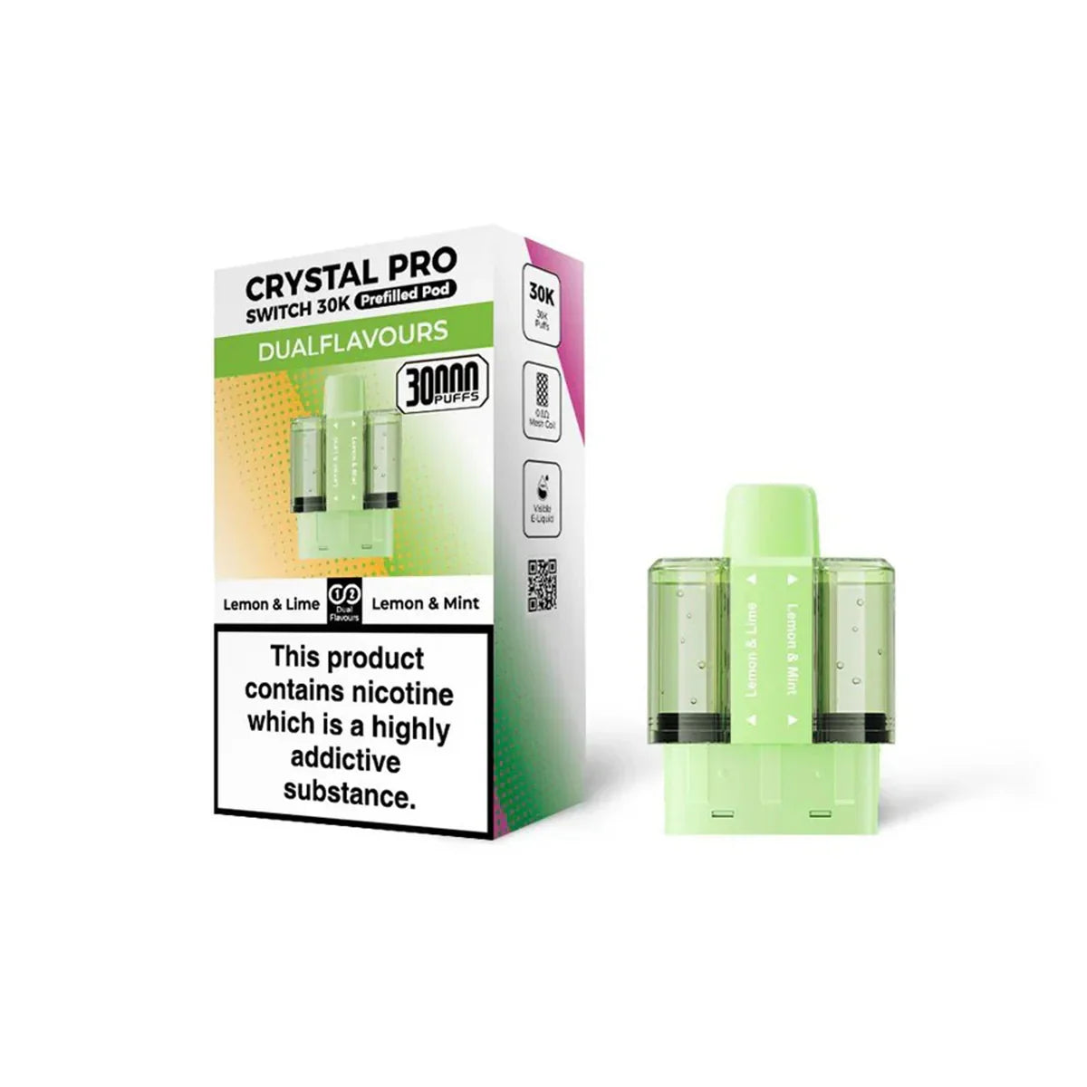 Crystal Pro Switch 30K Prefilled Pods,  Lemon And Lime , Lemon And Mint  Flavour, Vape Wave UK


