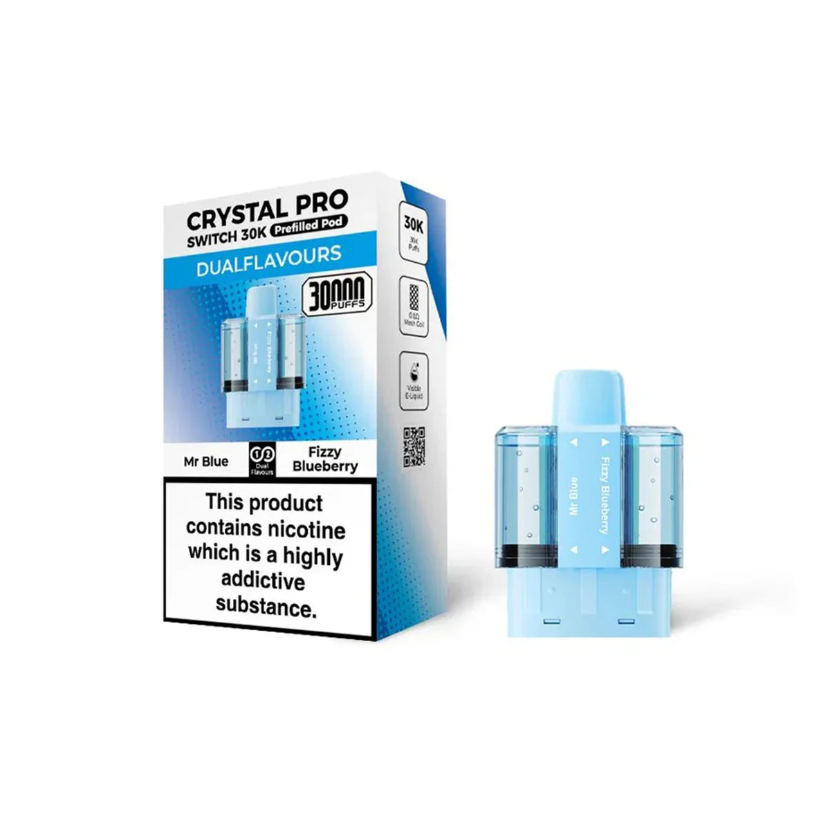 Crystal Pro Switch 30K Prefilled Pods, Mr Blue , Fizzy Blueberry  Flavour, Vape Wave UK

