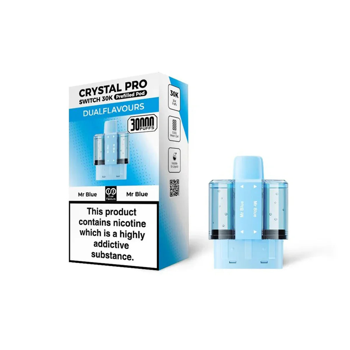 Crystal Pro Switch 30K Prefilled Pods, Mr Blue , Mr Blue  Flavour, Vape Wave UK



