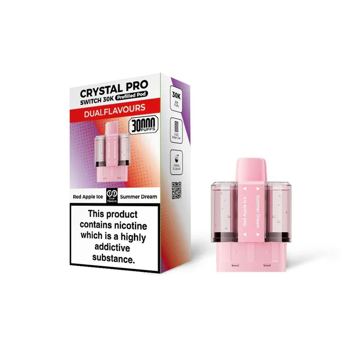 Crystal Pro Switch 30K Prefilled Pods, Red Apple Ice , Summer Dream  Flavour, Vape Wave UK

