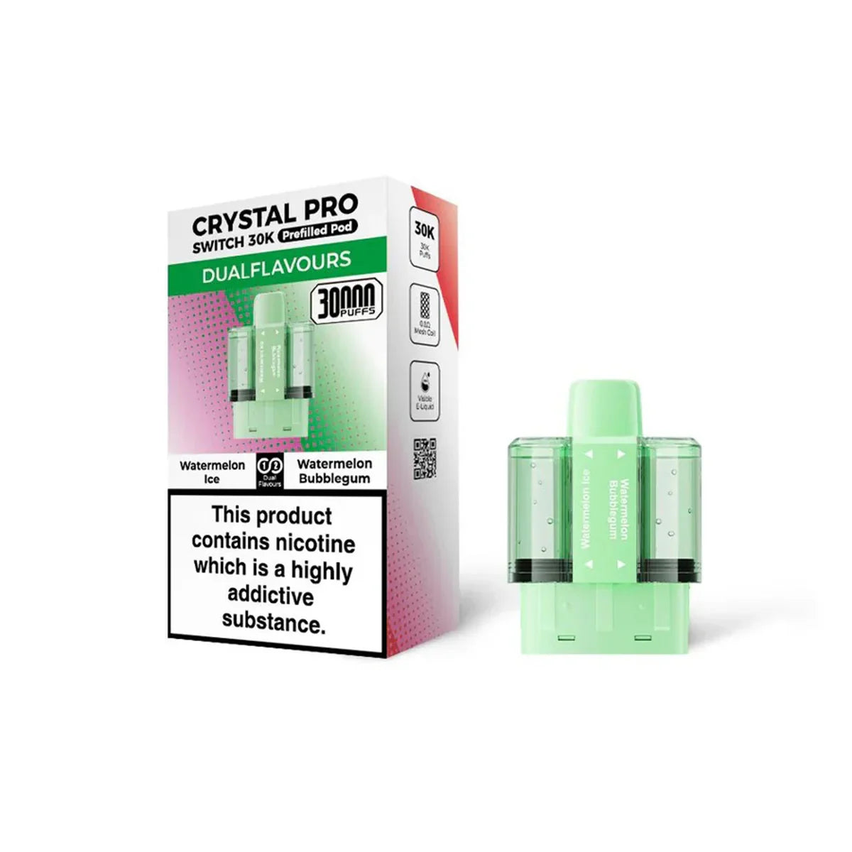 Crystal Pro Switch 30K Prefilled Pods, Watermelon Ice , Watermelon Bubblegum  Flavour, Vape Wave UK
