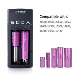 Efest Soda Dual Battery Charger With Variant Cells, Vape Wape UK
