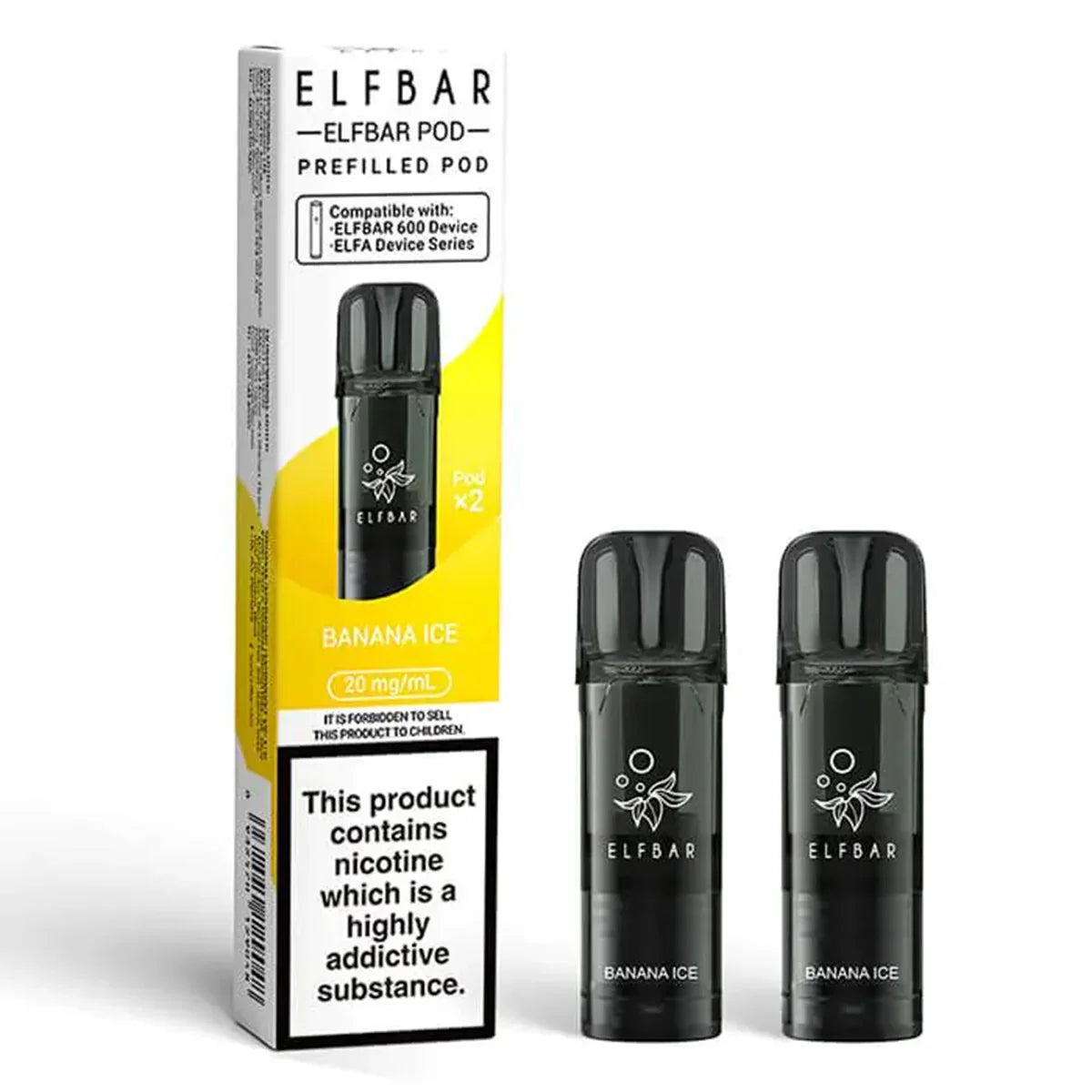 Elf Bar 600 Prefilled Vape Pods 20mg,Banana Ice Flavour,Vape Wave UK
