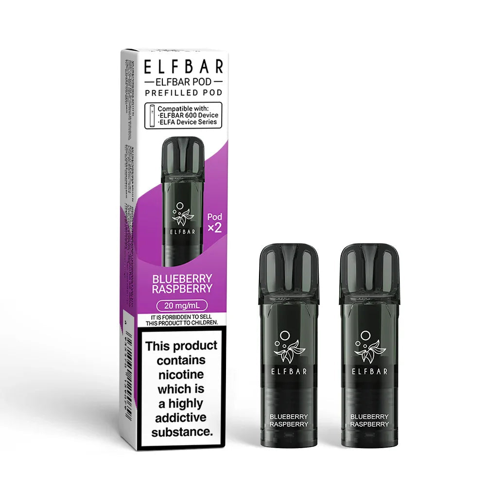 Elf Bar 600 Prefilled Vape Pods 20mg, Blueberry Ruspberry Flavour, Vape Wave UK
