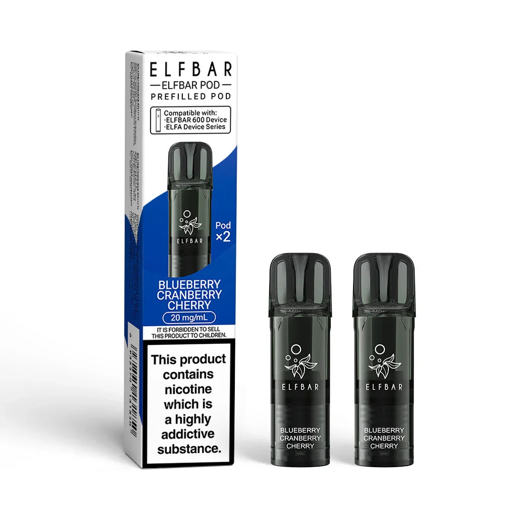 Elf Bar 600 Prefilled Vape Pods  20mg, Blueberry Cranberry Cherry Flavour, Vape Wave UK
