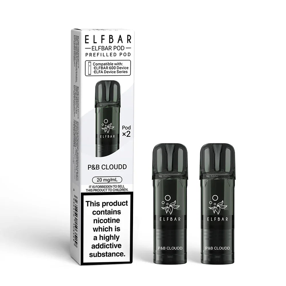 Elf Bar 600 Prefilled Vape Pods  20mg, P & B Cloudd Flavour, Vape Wave UK
