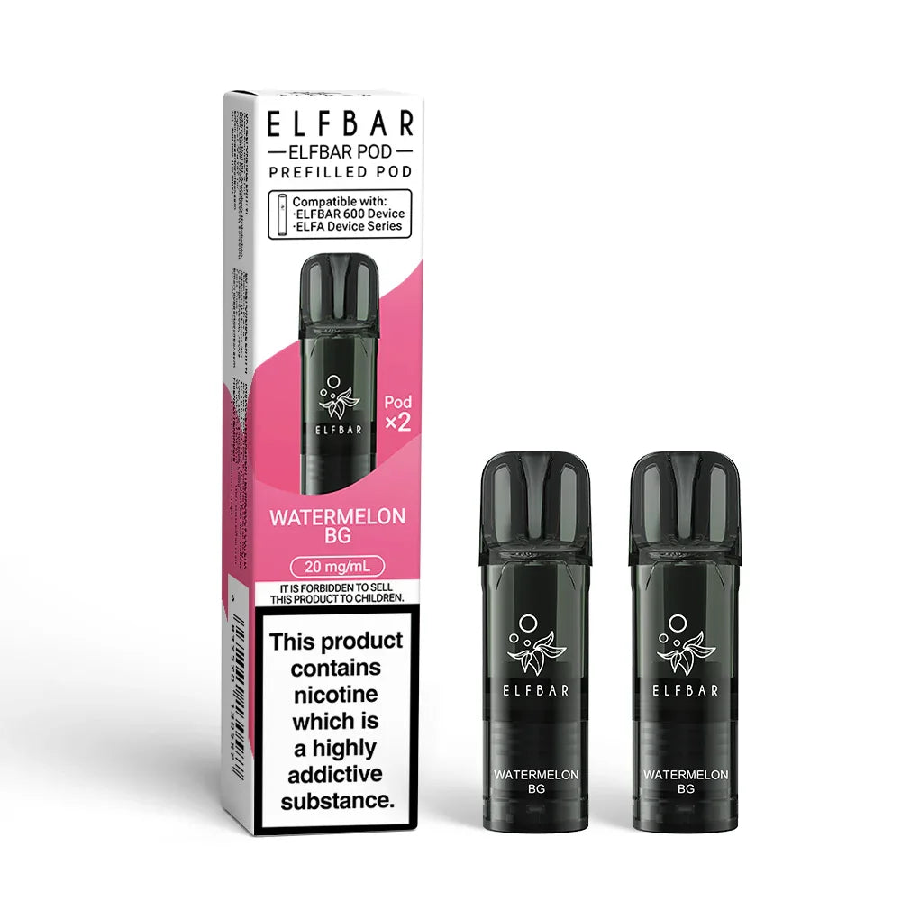Elf Bar 600 Prefilled Vape Pods  20mg, Watermelon BG Flavour, Vape Wave UK
