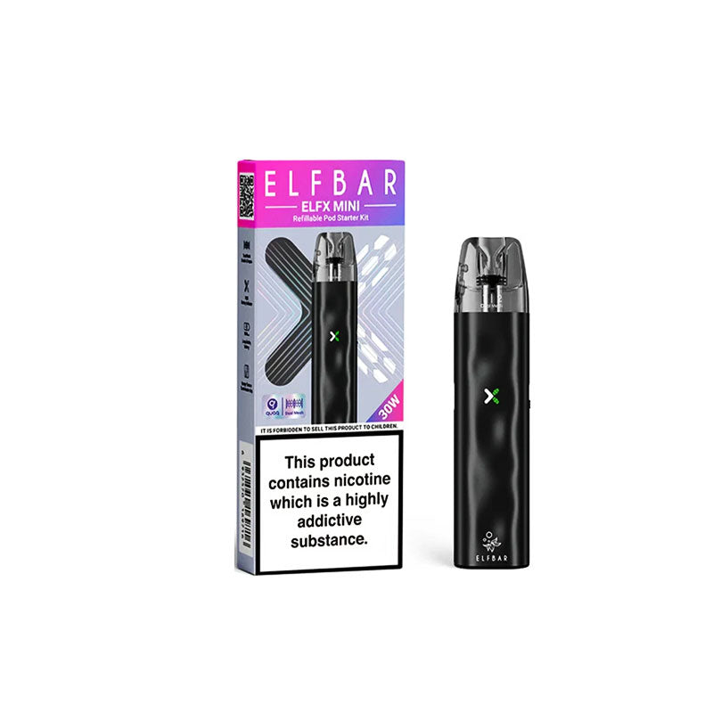 Elf Bar ELFX Mini 1000mAh Pod Vape Kit, Black  Colour, Vape Wave UK