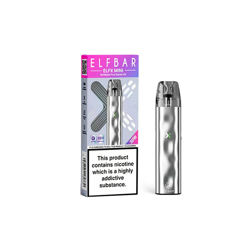 Elf Bar ELFX Mini 1000mAh Pod Vape Kit, Silver Colour, Vape Wave UK