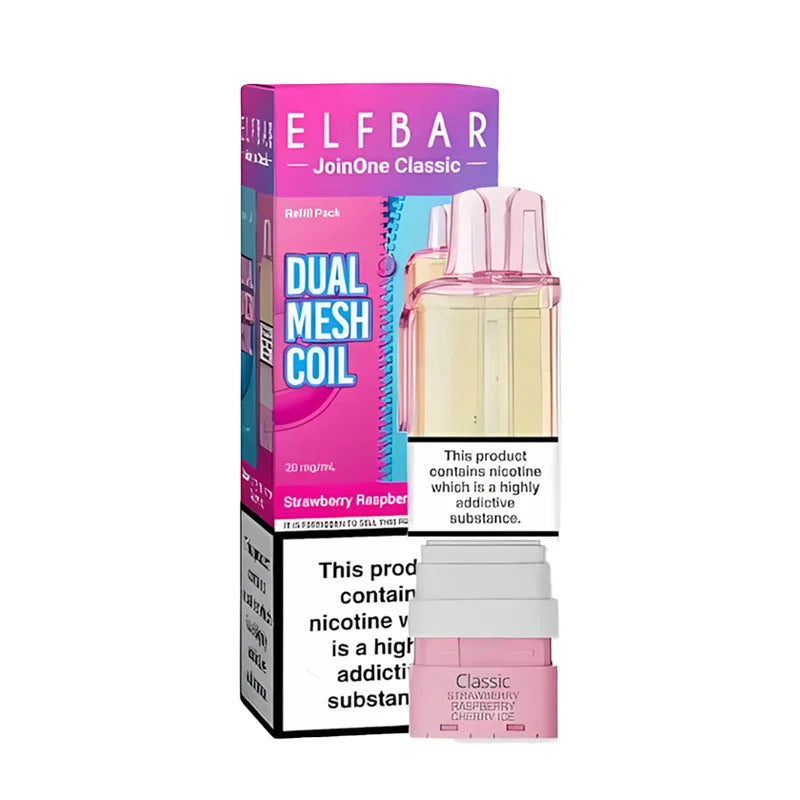 Elf Bar JoinOne Classic 15K Prefilled Pod, Strawberry Raspberry Cherry Ice  Flavour, Vape Wave UK