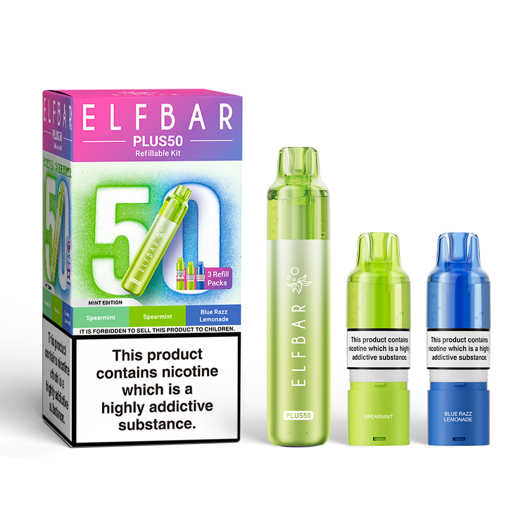 Elf Bar Plus 50 Prefilled Pod Kit, Mint  Edition Flavour, Vape Wave UK