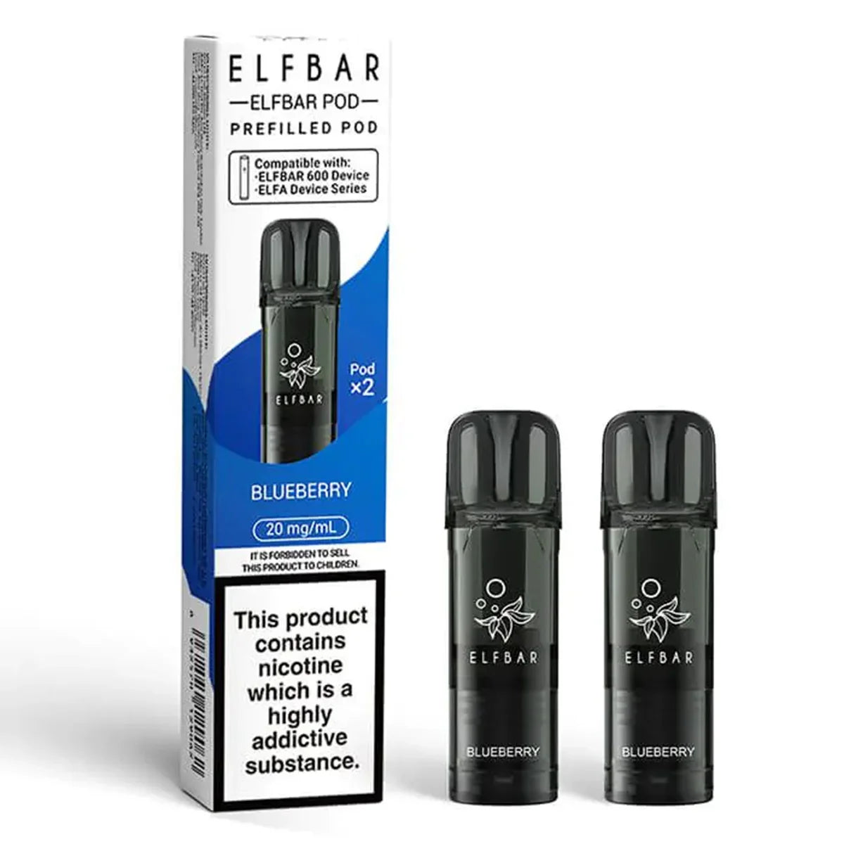 Elf Bar 600 Prefilled Vape Pods , 20mg,Blueberry Flavour,Vape Wave UK
