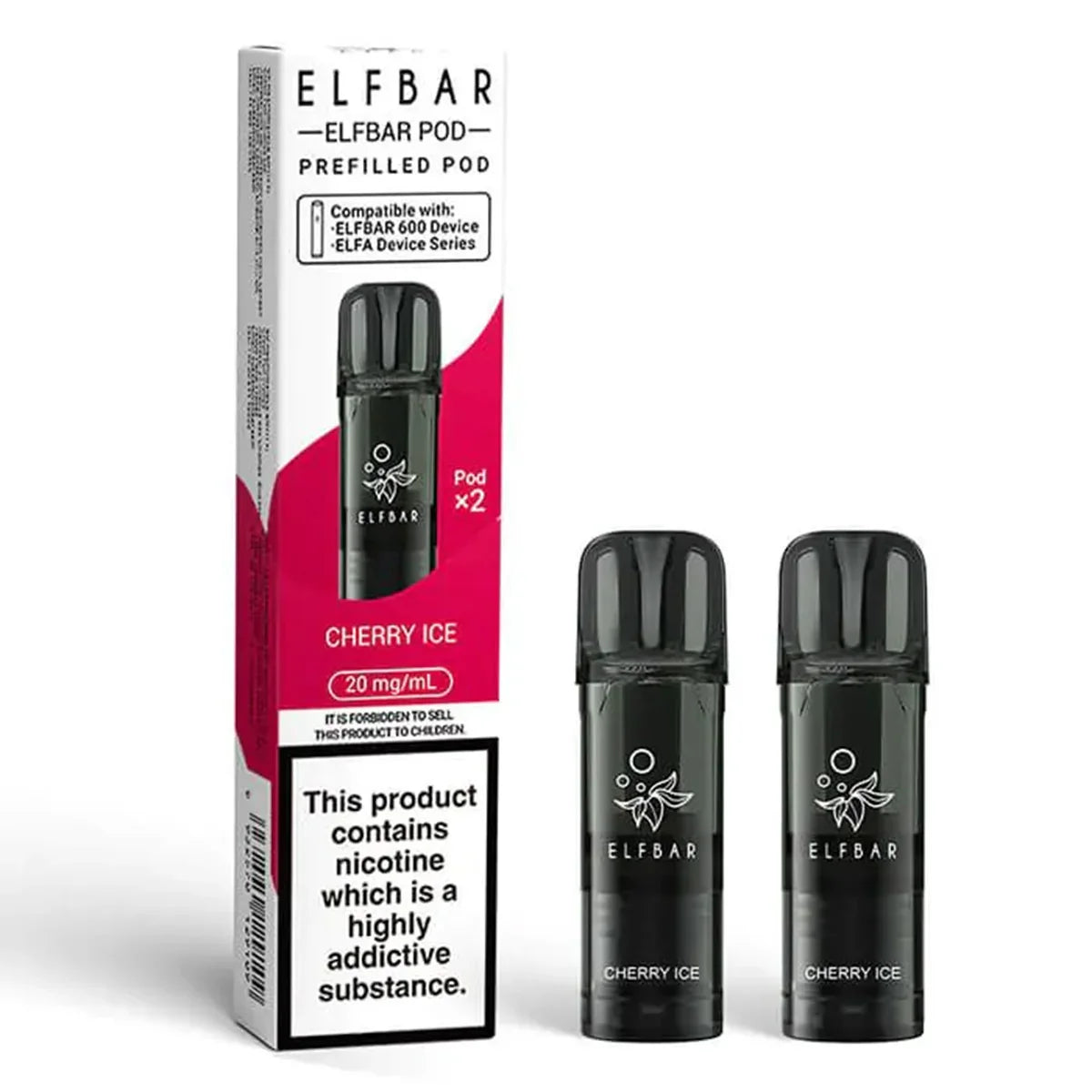 Elf Bar 600 Prefilled Vape Pods ,20mg,
Cherry Ice Flavour,Vape Wave UK
