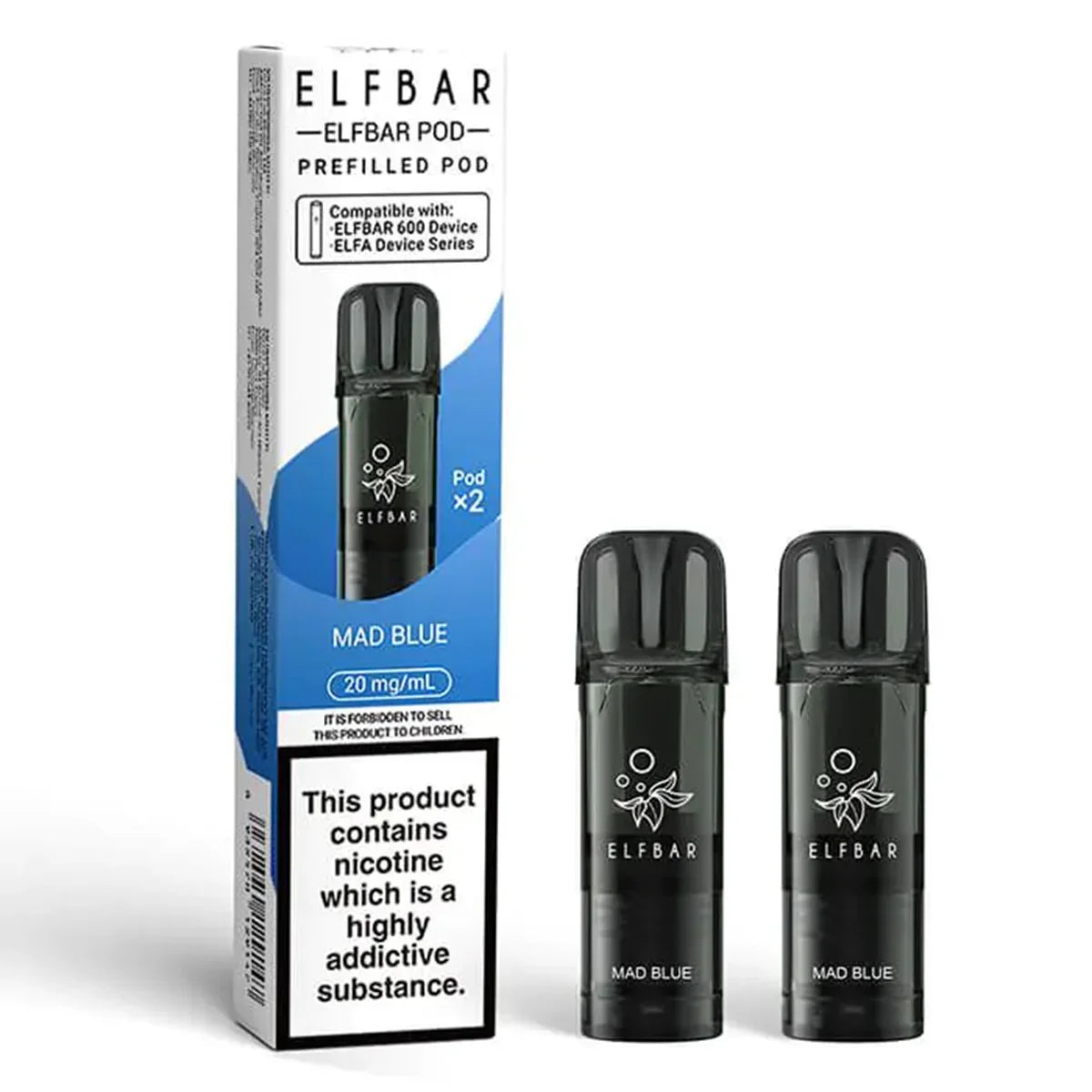 Elf Bar 600 Prefilled Vape Pods , 20mg,Mad Blue Flavour,Vape Wave UK

