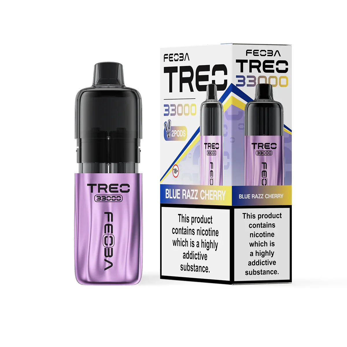 Feoba Treo 33K Pod Vape Kit, Blue Razz Cherry Flavour, Vape Wave UK