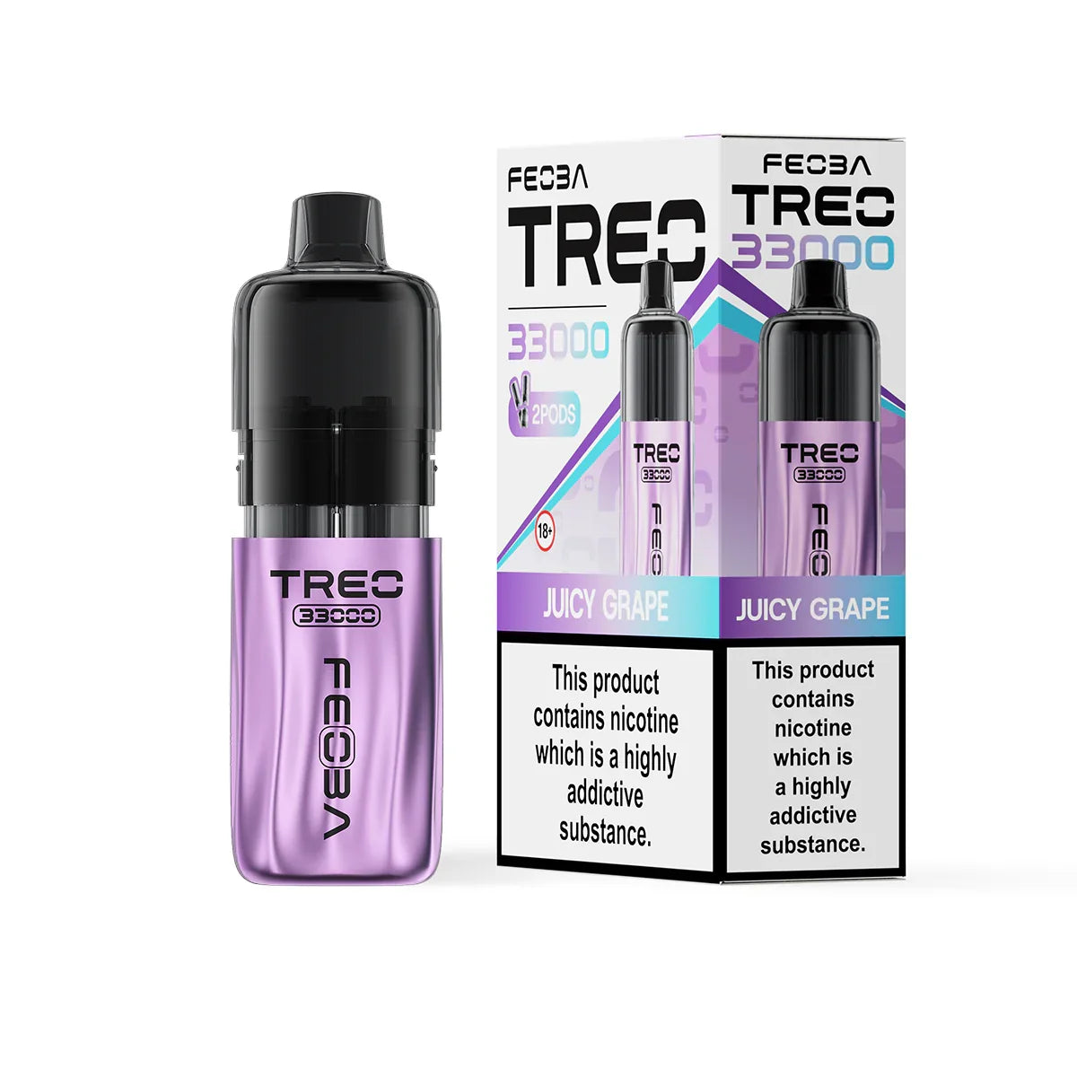 Feoba Treo 33K Pod Vape Kit, Juicy Grape  Flavour, Vape Wave UK