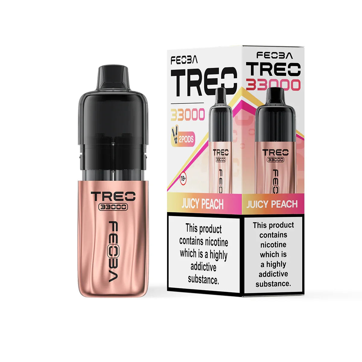 Feoba Treo 33K Pod Vape Kit,  Juicy Peach Flavour, Vape Wave UK