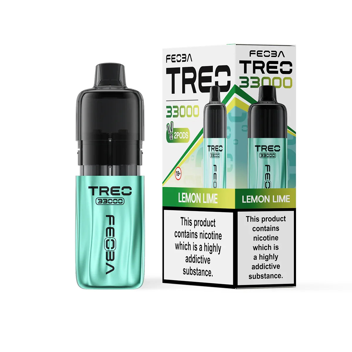 Feoba Treo 33K Pod Vape Kit, Lemon Lime  Flavour, Vape Wave UK