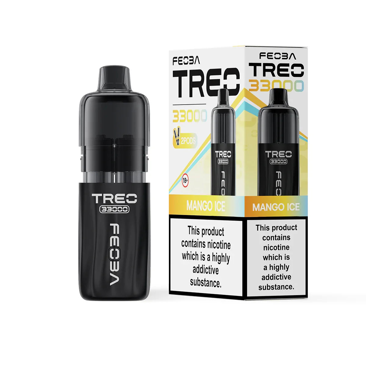 Feoba Treo 33K Pod Vape Kit, Mango Ice  Flavour, Vape Wave UK