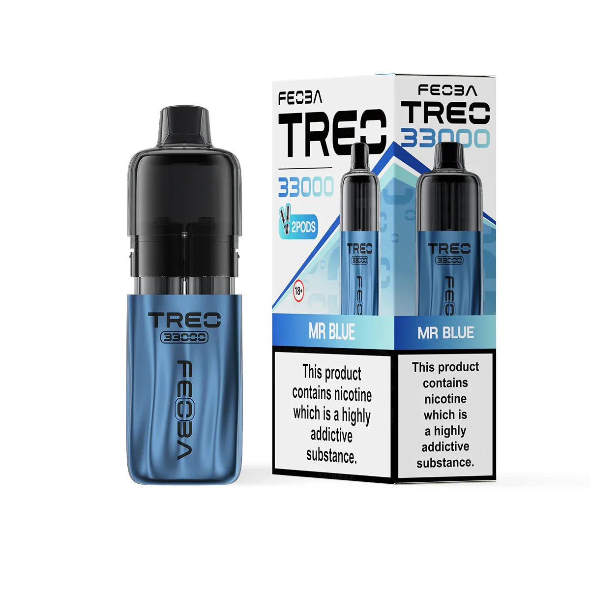 Feoba Treo 33K Pod Vape Kit, Mr Blue  Flavour, Vape Wave UK