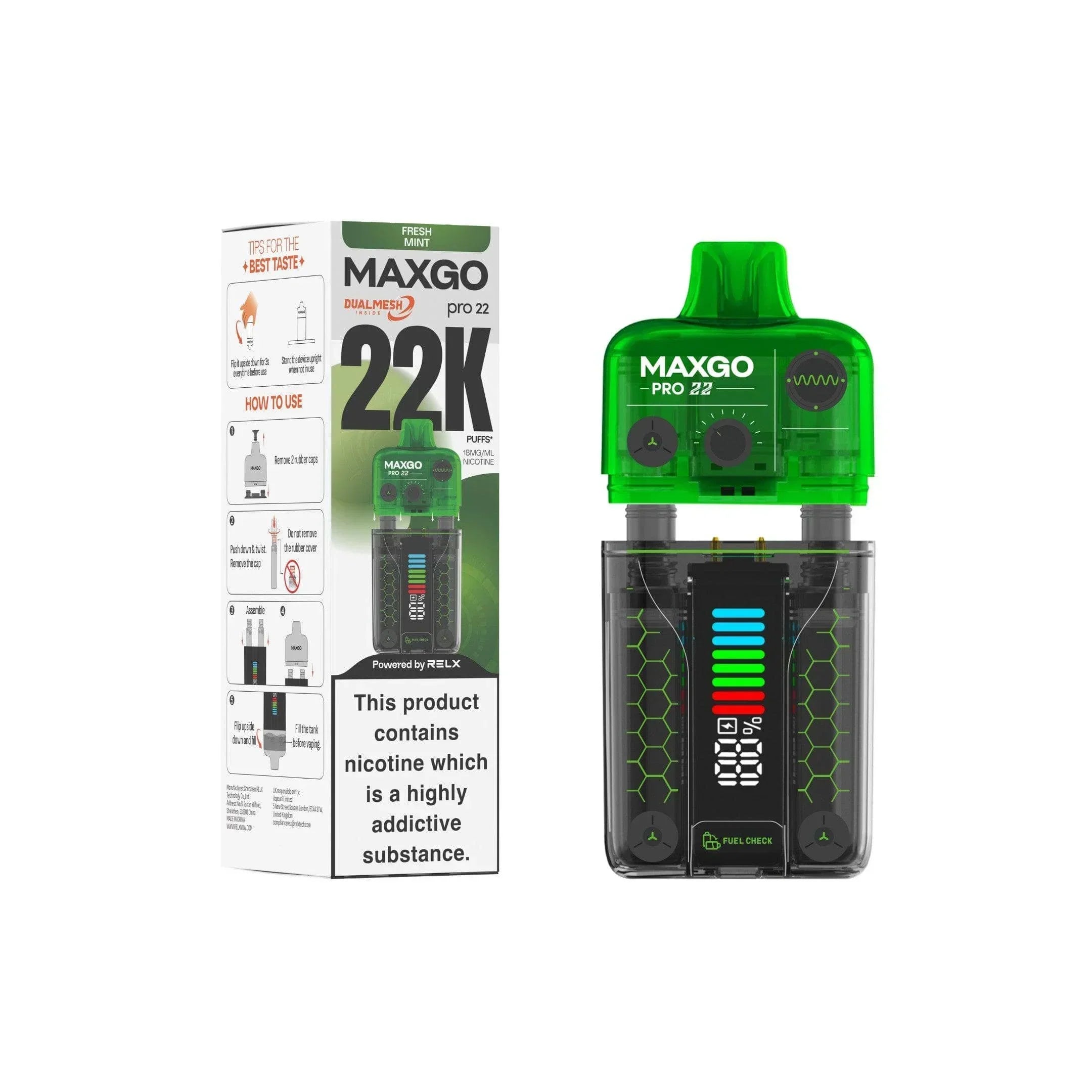 Relx MaxGo Pro 22000 Prefilled Pod Vape Kit