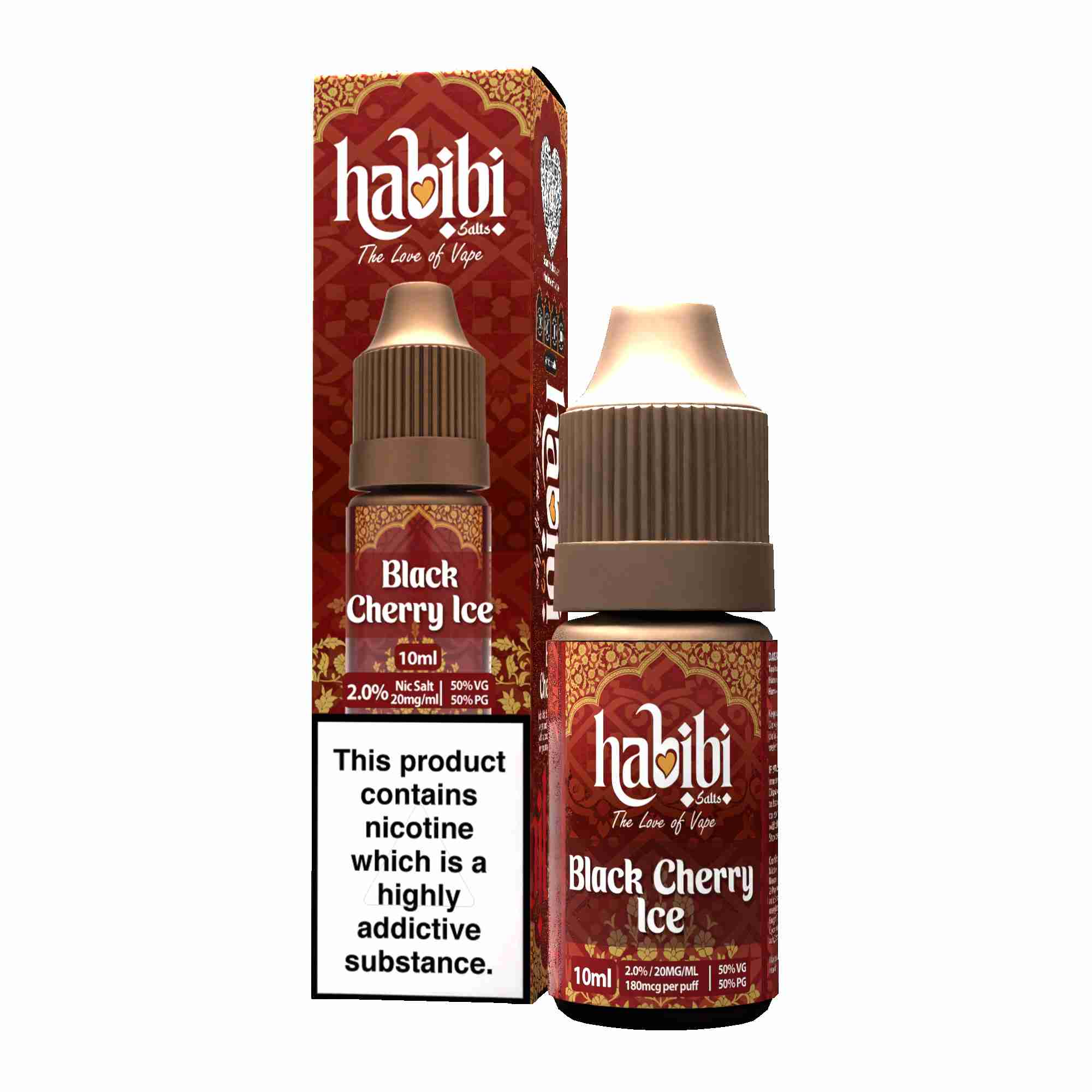 Habibi  10ml Nic Salt E Liquid, Black Cherry Ice Flavour, 20Mg, Vape Wave UK