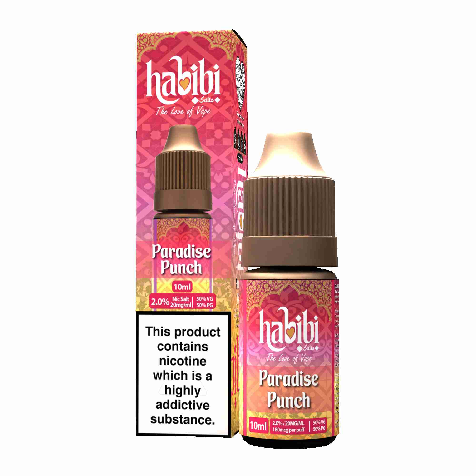 Habibi Nic Salt 10ml E Liquid, 20Mg, Paradise Punch Flavour, Vape Wave UK