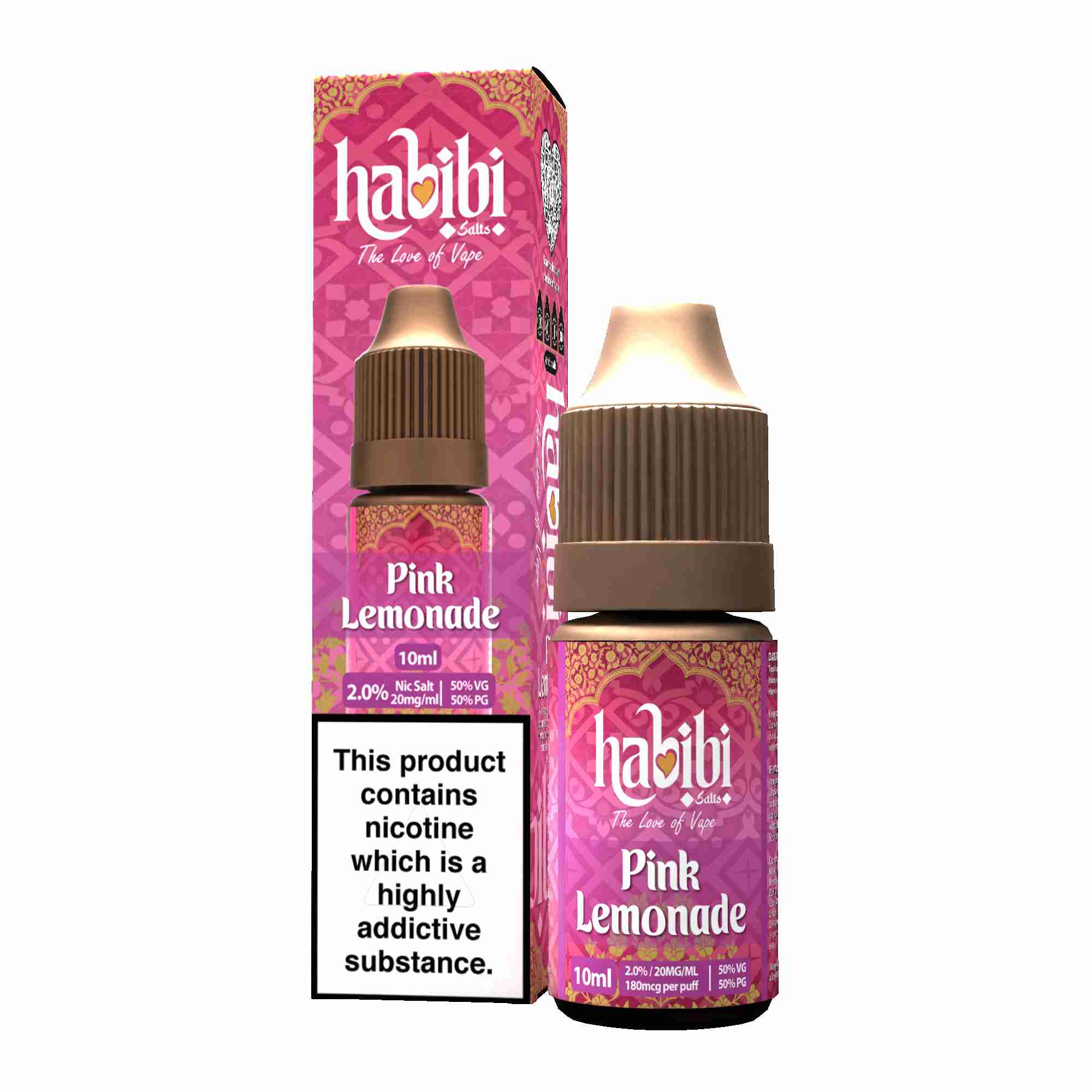 Habibi Nic Salt 10ml E Liquid, 20Mg, Pink Lemonade Flavour, Vape Wave UK 