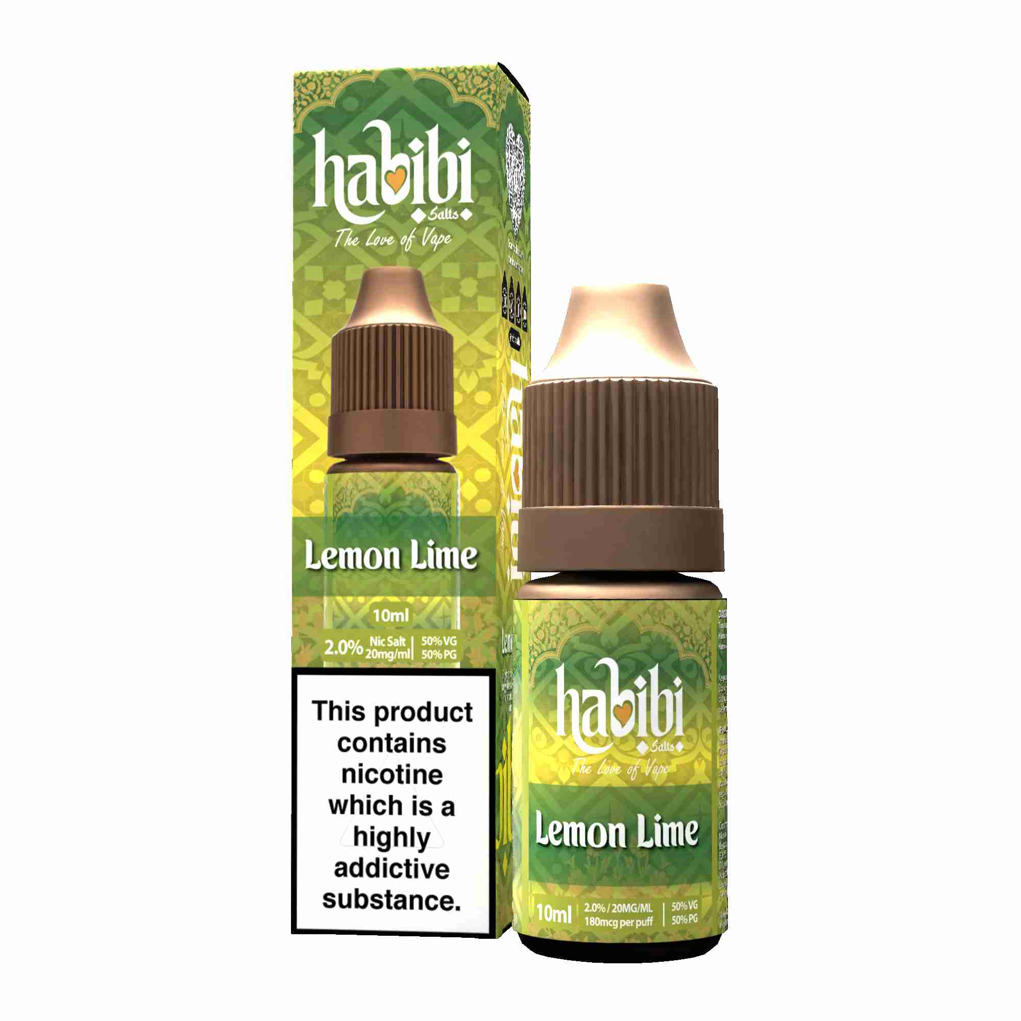 Habibi Salts 10ml E Liquid , 20Mg,  Lemon And Lime Flavour, Vape Wave UK 