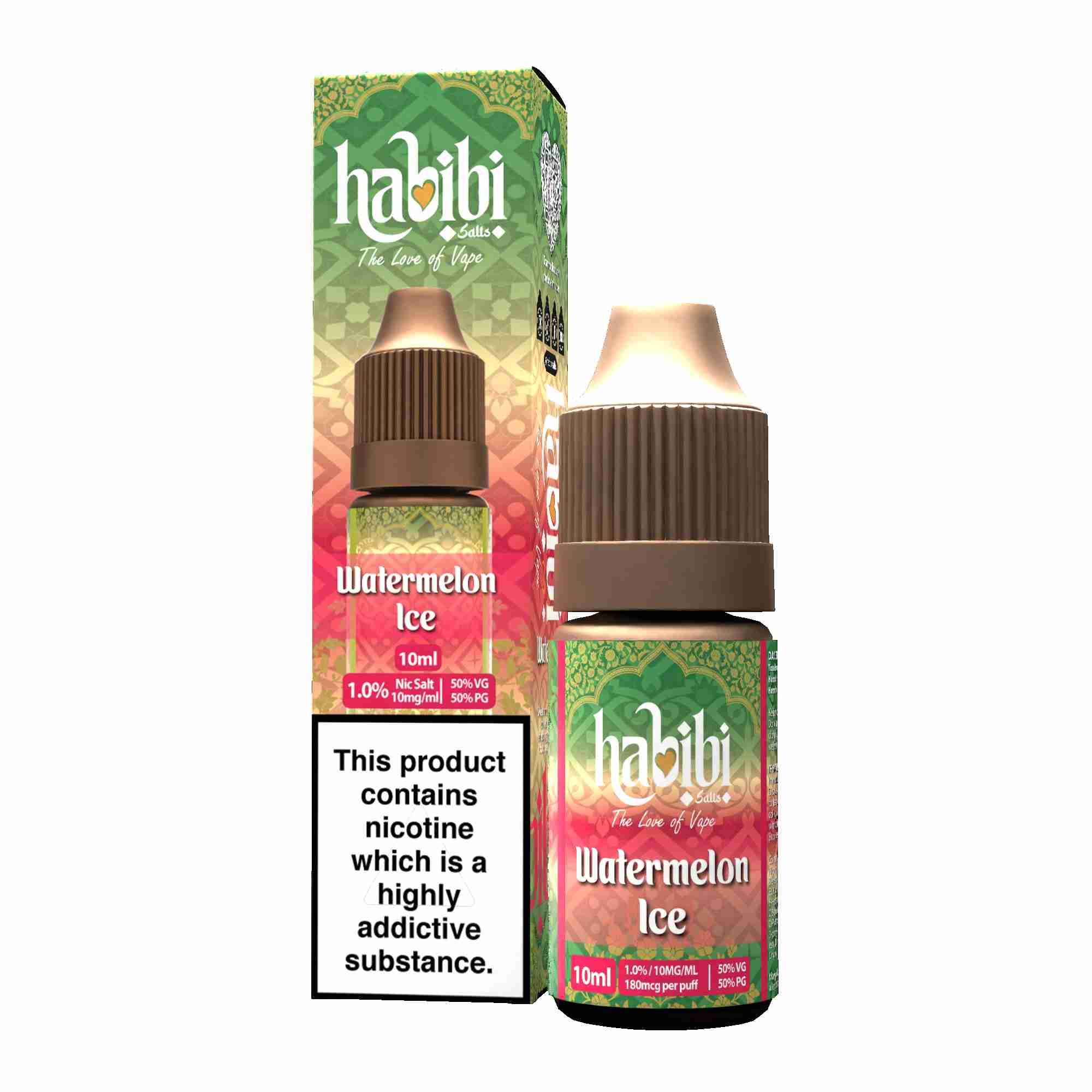 Habibi Nic Salt 10ml E Liquid, 10Mg, Watermelon Ice Flavour, Vape Wave UK