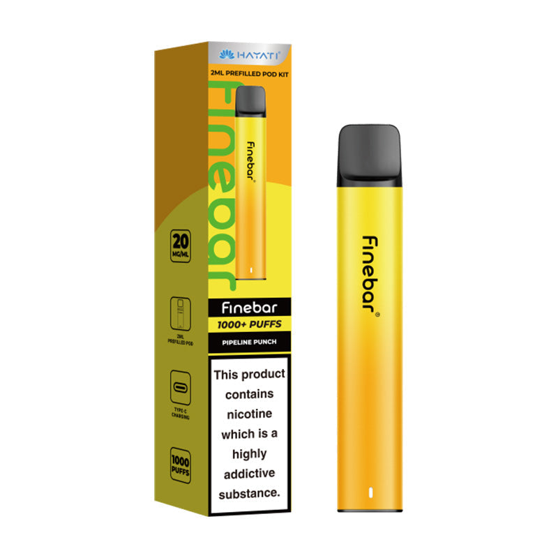 Hayati Finebar Pod Kit  500MAh, Pipeline Punch  Flavour, Vape Wave UK 
